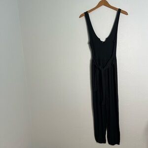 Out From Under for Urban Outfitters Black Waffle Knit Tie Back Jumpsuit Size S
